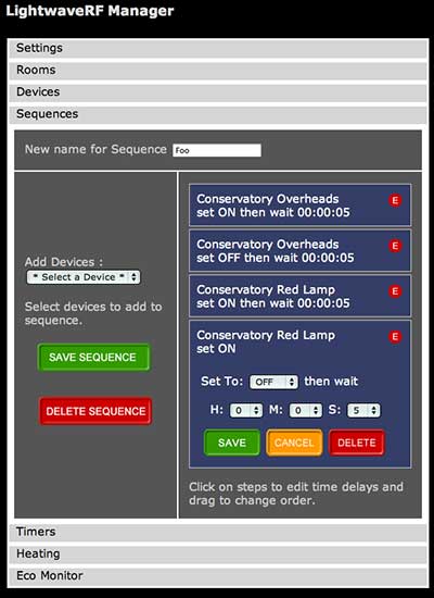 LightwaveRF Web Interface LightwaveRF Web Interface