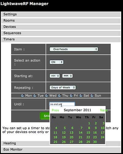 LightwaveRF Web Interface LightwaveRF Web Interface